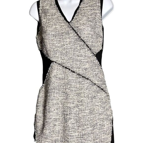 Tahari Women's Party Dress Bodycon Wrap Sleeveless Casual Work Grey Black Size 2 - Picture 2 of 12